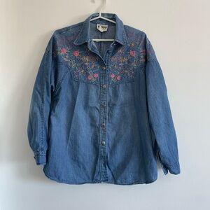 Vintage Embroidered Denim Western Shirt